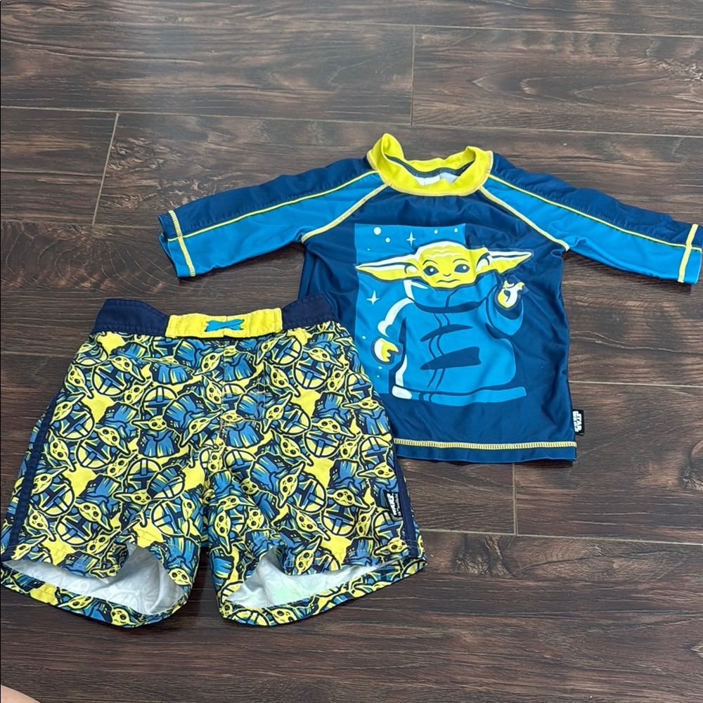 Disney Green and Blue Rashguard Swim Set